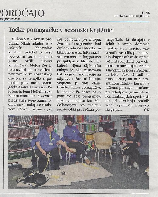 Tačke pomagačke v sežanski knjižnici